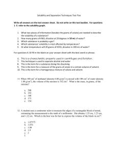 Solubility and Separation Techniques Test Five Write all answers on