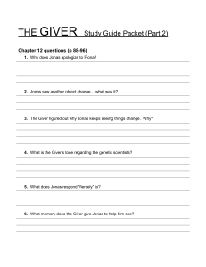 THE GIVER Study Guide Packet (Part 2) Chapter 12 questions (p 88