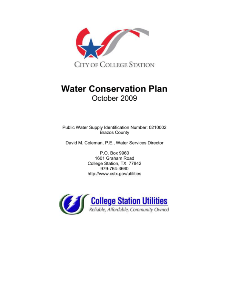 City of College Station Water Conservation Plan