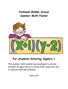 Summer Mathematics Packet