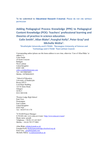 Adding Pedagogical Process Knowledge (PPK) to