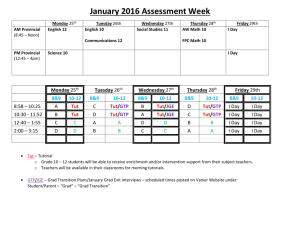 January 2016 Provincial Exam Schedule