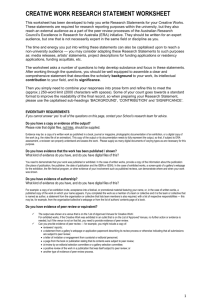 creative work research statement worksheet