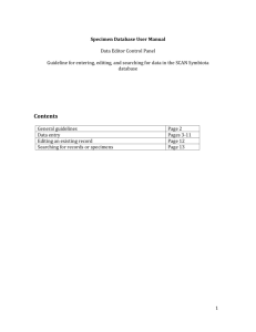 Specimen Database Manual