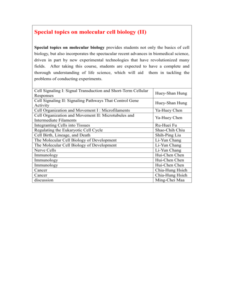 special-topics-on-molecular-cell-biology-ii