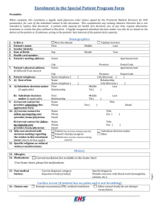 Enrolment in the Special patient Program Form