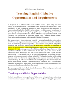 Opportunities and Requirements of Teaching English Globally