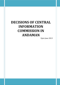 Decisions of CIC in Andamans - ALHW