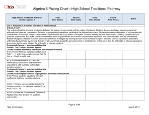 Algebra II Pacing Chart—High School Traditional Pathway High