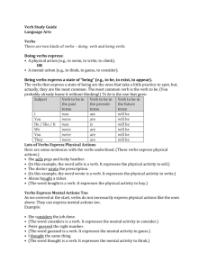 Verb Study Guide Language Arts Verbs There are two kinds of verbs