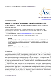 *nodic formation of nanoporous crystalline niobium oxide