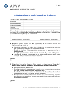 Obligatory scheme for applied research and development