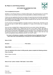 Supplementary Information Form - St Peter`s C of E Primary School