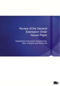 Review of the General Exemption Order