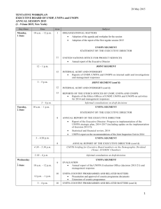 Tentative workplan for the annual session