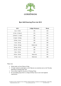 Byre Self-Catering Price List 2013