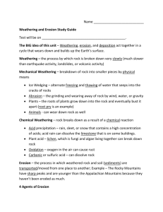 Weathering and Erosion Study Guide - The Short Report