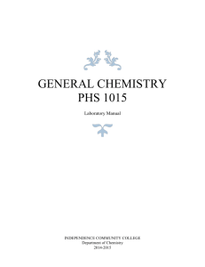 General Chemistry Laboratory Manual 2014