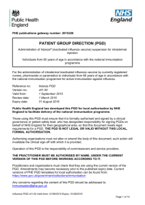 (Intanza®): patient group direction (PGD) template