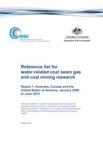 Reference list for water*related coal seam gas and coal mining
