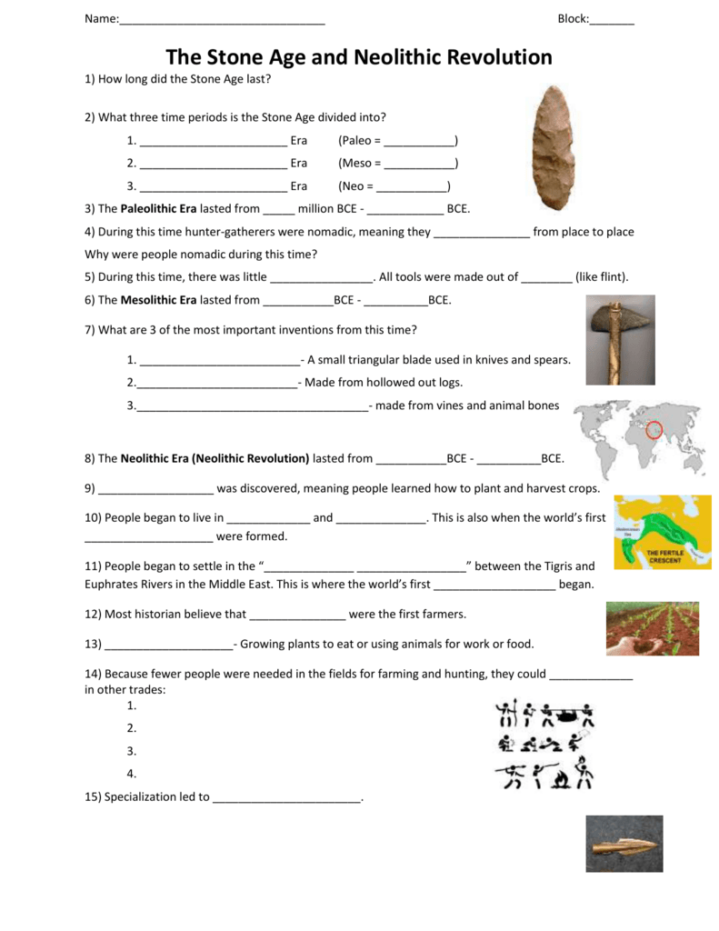 Free Printable Stone Age Worksheets