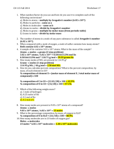 CH 115 Fall 2014Worksheet 17 What number/factor do you use and