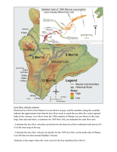 Lava flow velocity exercise Historical lava flows from Mauna Loa are