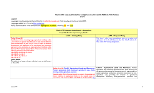 Comparison. Agriculture Unit I and II Policies and