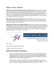 Radio News Release - United States Professional Tennis Association