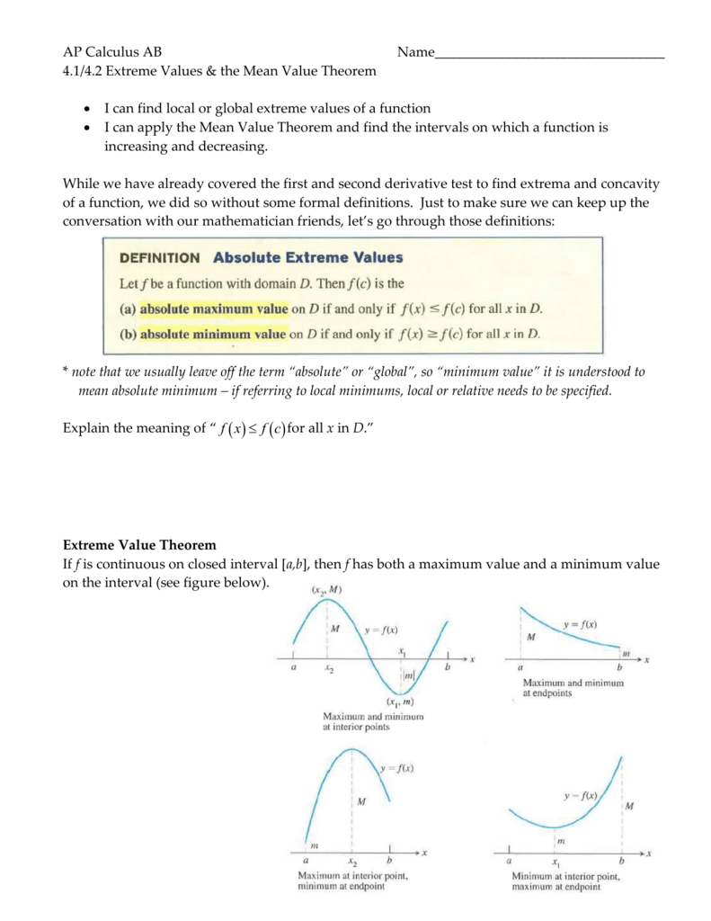 4 1 4 2 Extreme Values And Mvt