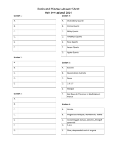 Rocks and Minerals Answer Sheet Holt Invitational 2014 Station 1: A