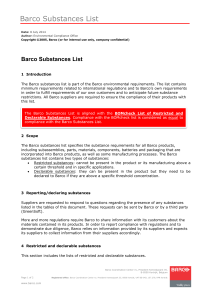 Barco Substances List