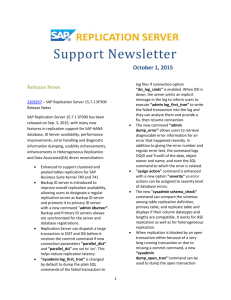 SAP Replication Server Support Newsletter