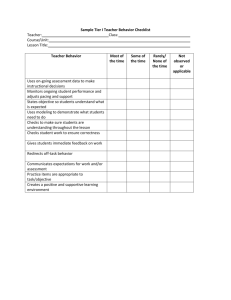 2.6 Tier I teacher behavior checklist