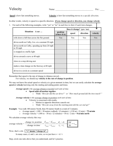 Velocity worksheet - Everett Public Schools