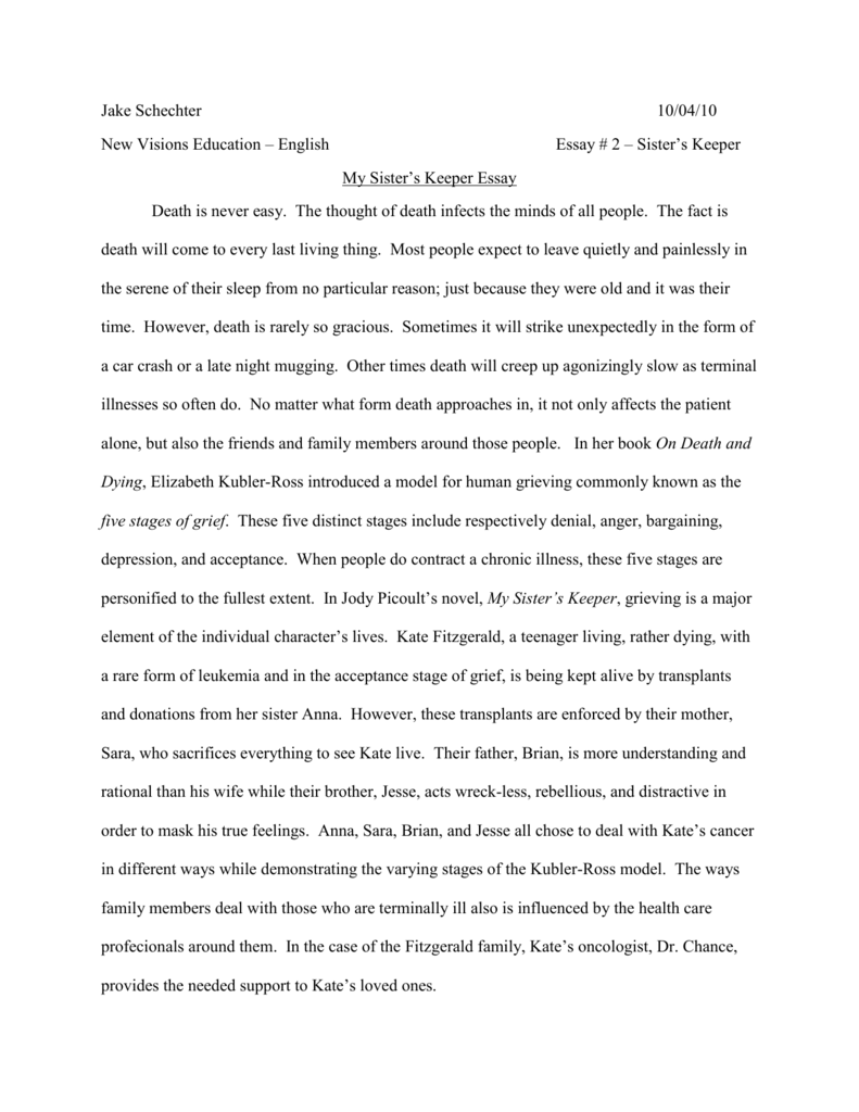 my sisters keeper book review essay
