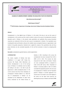 CAUSES OF UNEMPLOYMENT AMONG THE EDUCATED YOUTH