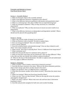 Principles and Methods in Science Final Exam Review Sheet