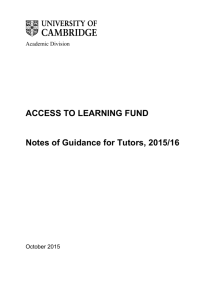 notes of guidance for tutors, 2015/16