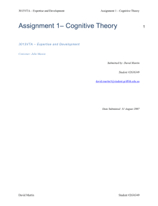 Assignment 1 * Cognitive Theory