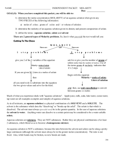 Independent Packet: Molarity