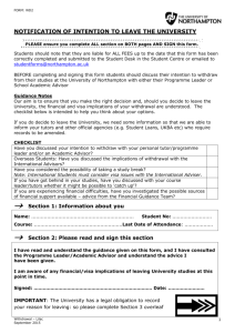 Course Withdrawal Form - The University of Northampton