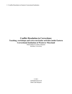 Conflict Resolution in Corrections: Teaching, workshops and extra