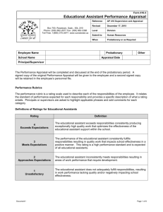 416-3 Educational Assistant Performance Appraisal