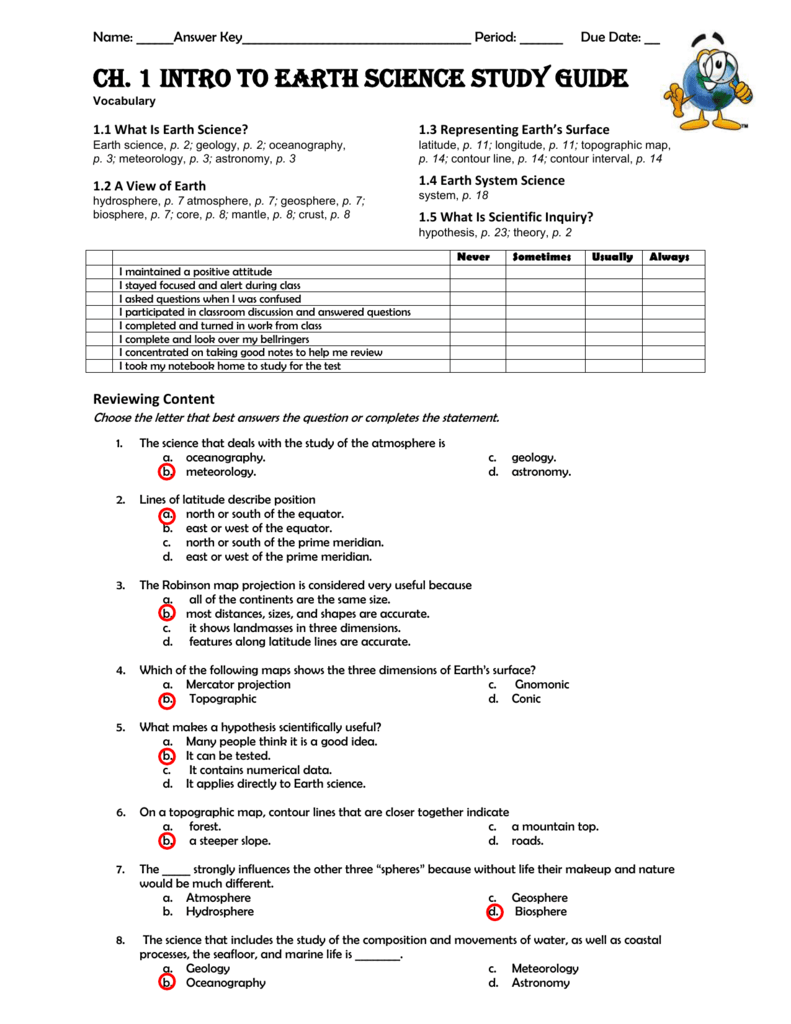 Ch 1 Study Guide Answer Key