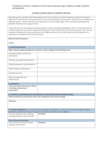 external assessor written comments (stage ii validation and