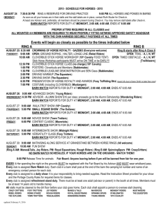 2015 Schedule for Horses at Fair
