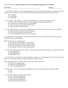 First Aid Worksheet: BURNS, POISONS, COLD WEATHER