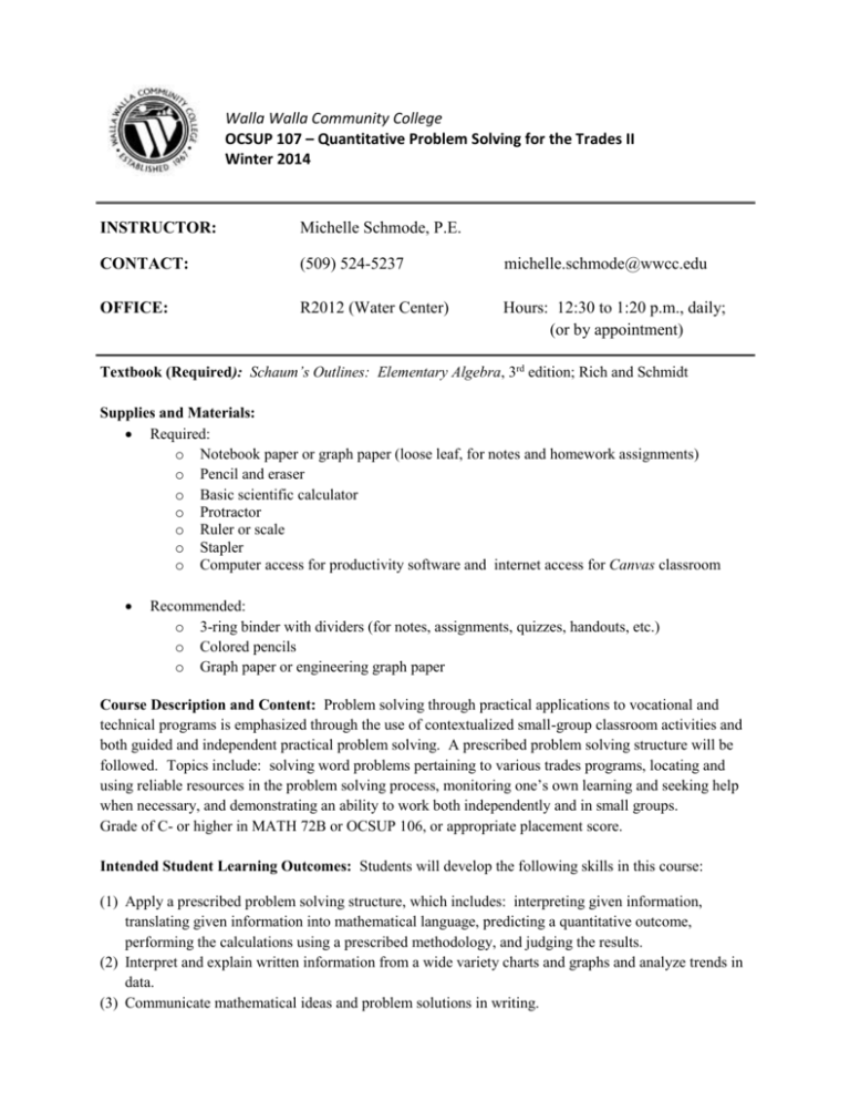 View Syllabus Walla Walla Community College