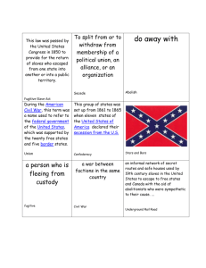 Clues for Civil War Vocabulary Bingo